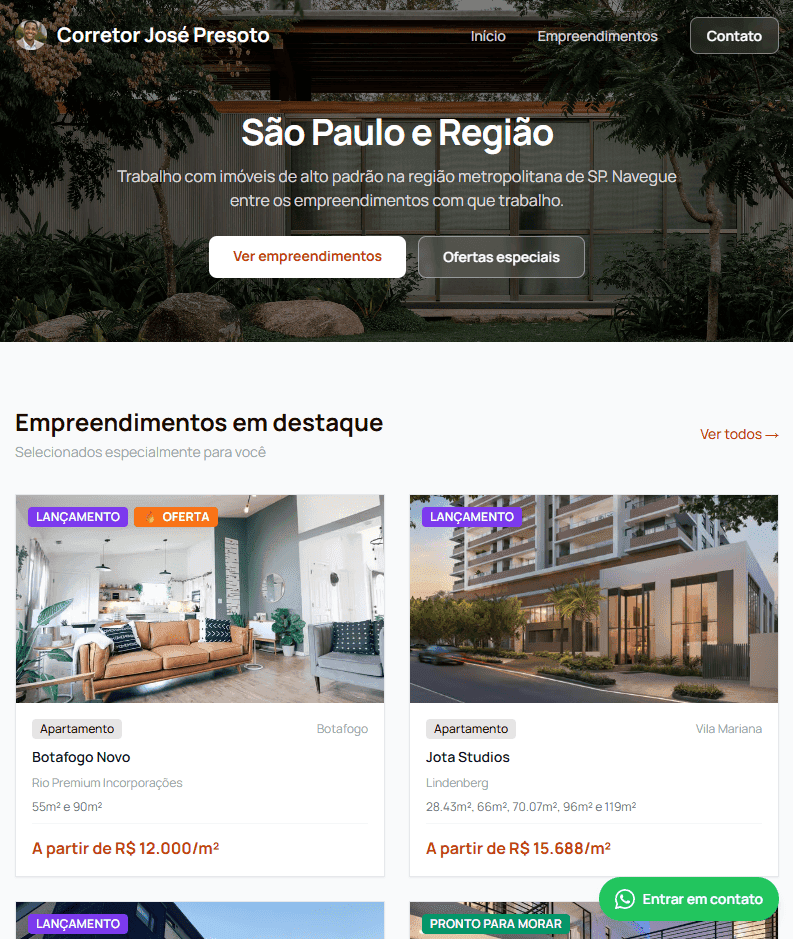 Site corretor — home desktop