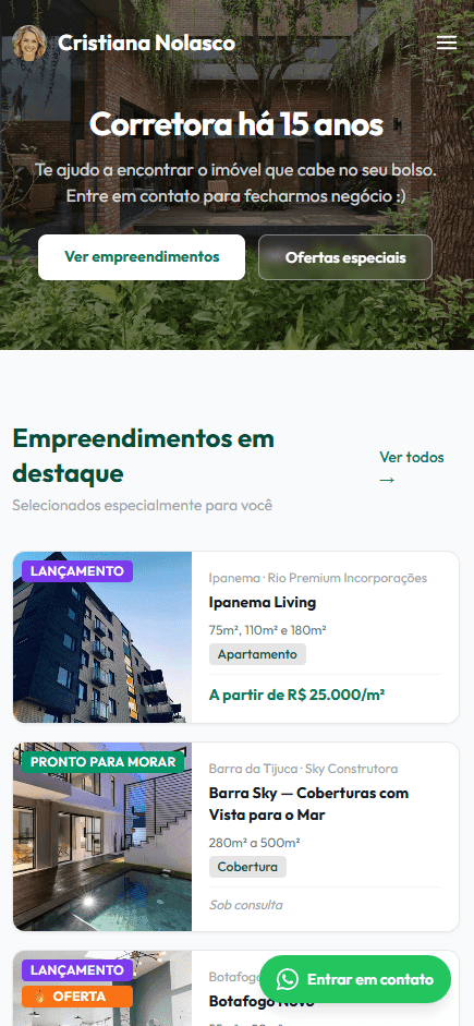 Site corretora — home mobile